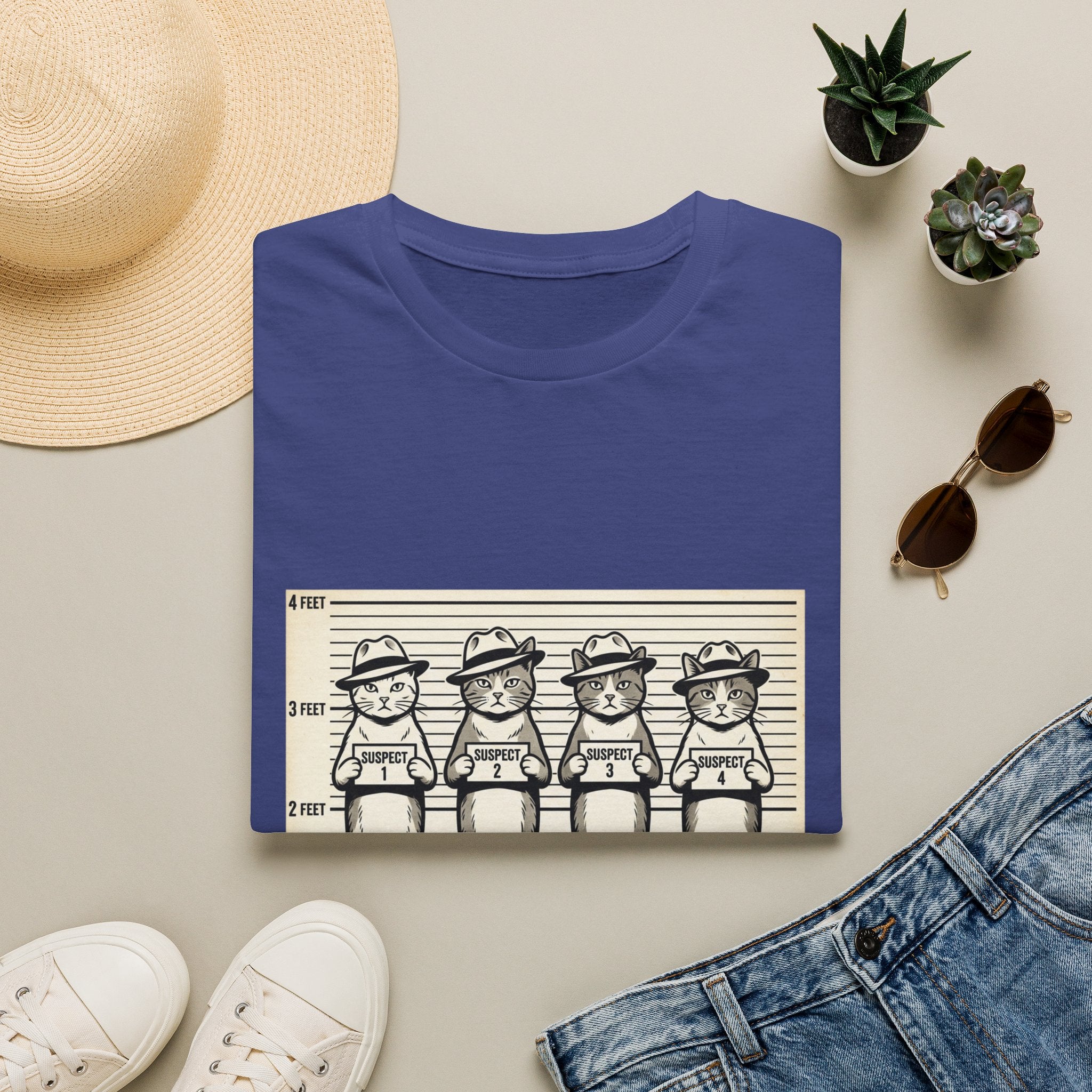 Usual Suspects Cat Mugshot T-Shirt | Funny Cat Police Lineup Tee