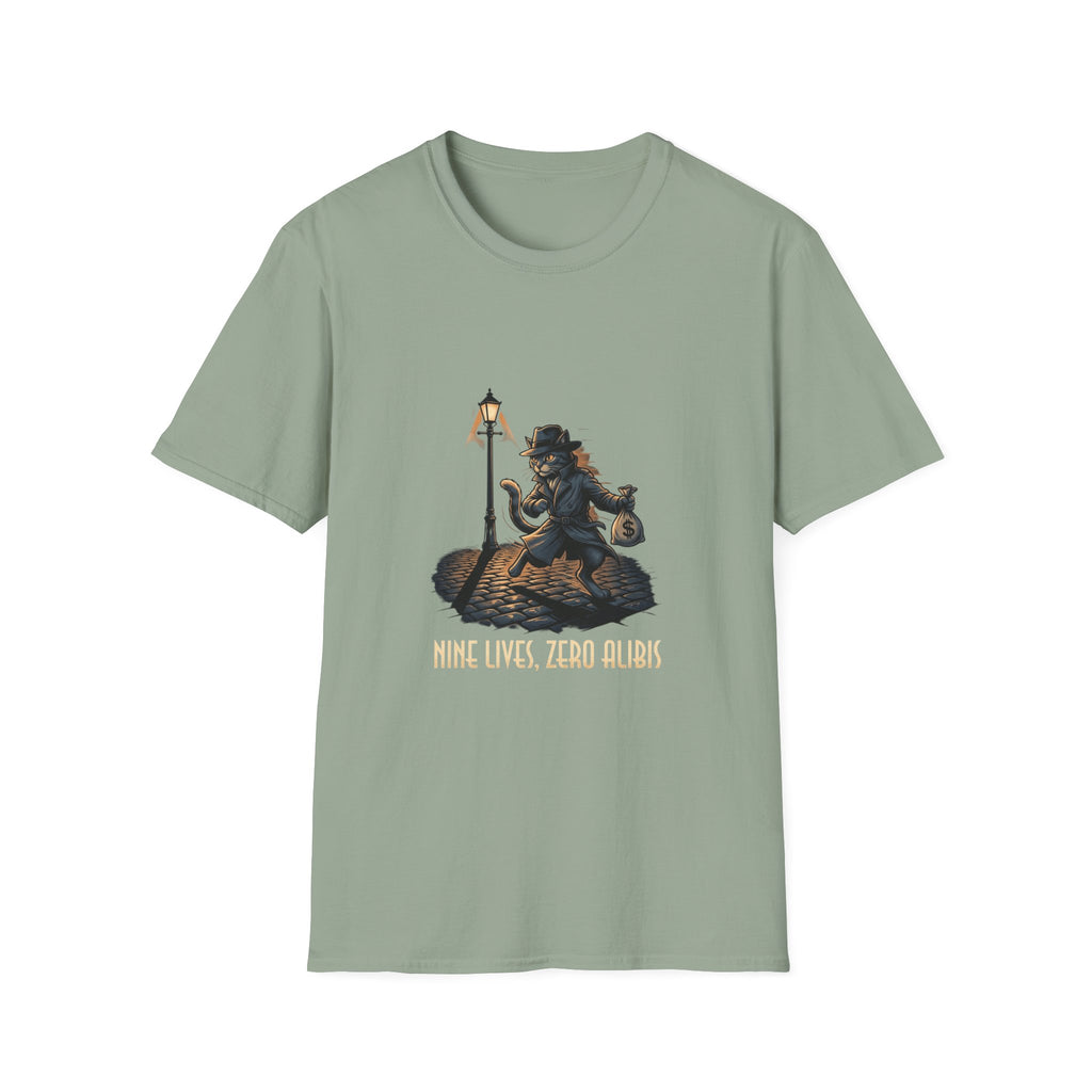 Victorian cat Thief T-Shirt | Lantern, Top Hat, Money Sack