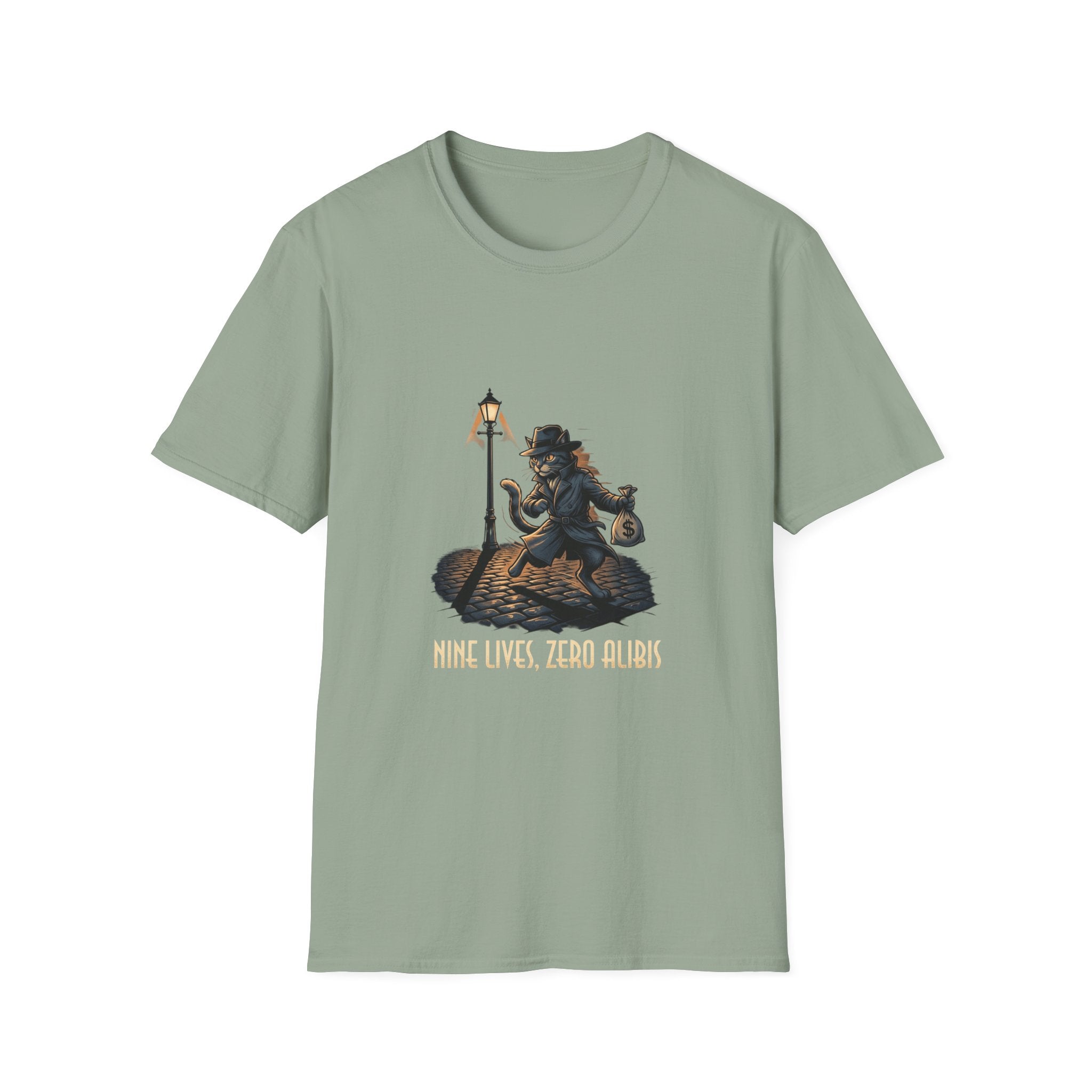 Victorian cat Thief T-Shirt | Lantern, Top Hat, Money Sack
