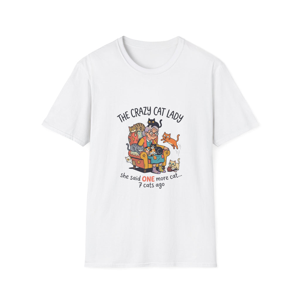 Crazy Cat Lady illustration T-Shirt | Cute cats, senior woman, whimsical design