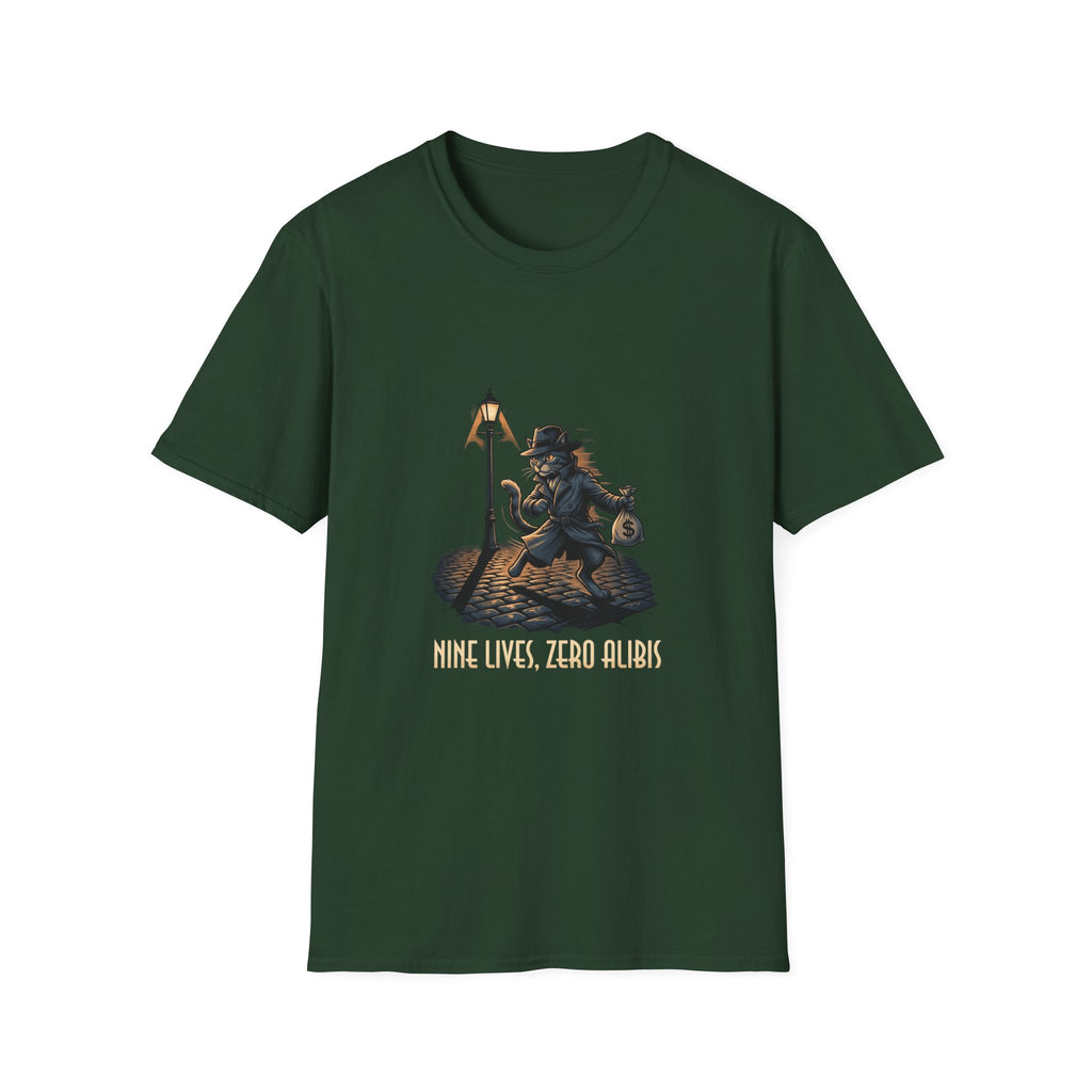 Victorian cat Thief T-Shirt | Lantern, Top Hat, Money Sack