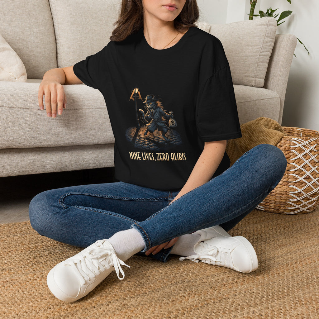 Victorian cat Thief T-Shirt | Lantern, Top Hat, Money Sack