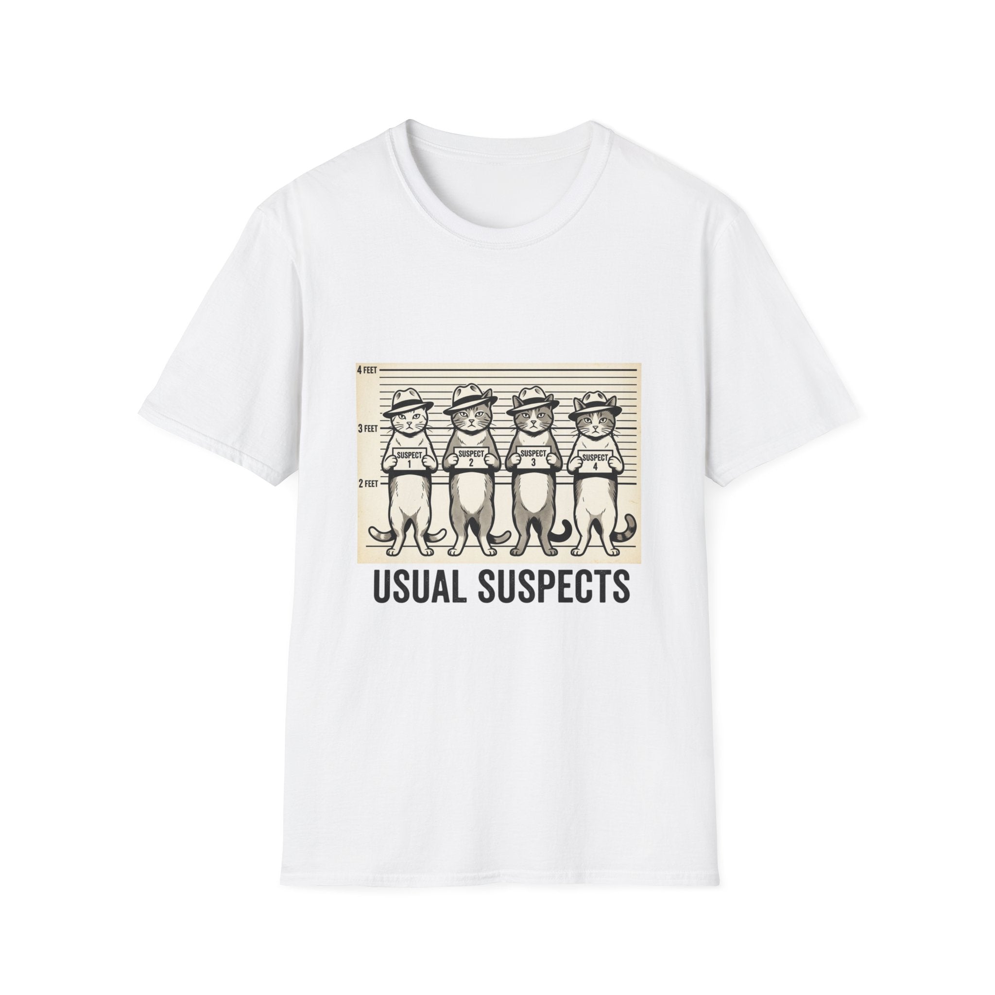 Usual Suspects Cat Mugshot T-Shirt | Funny Cat Police Lineup Tee