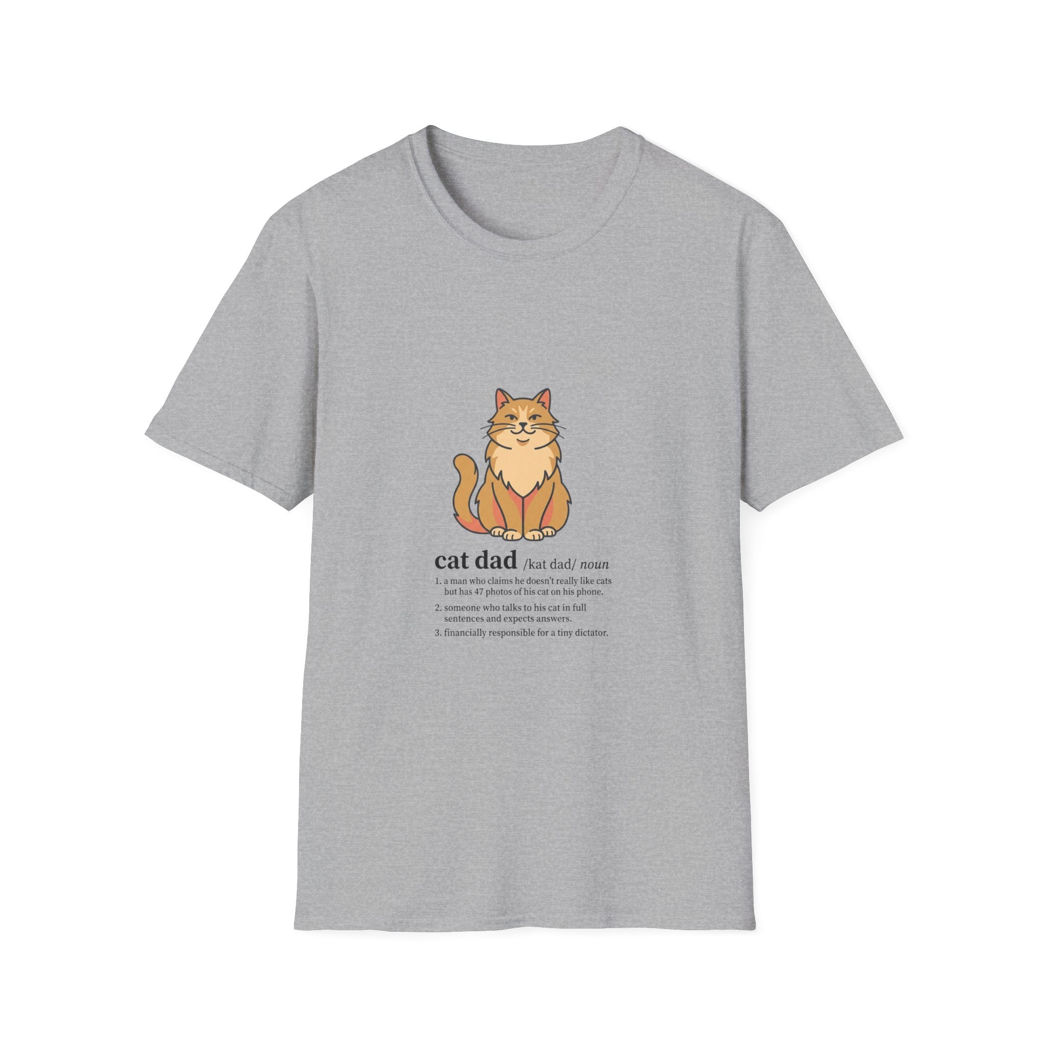 Cat Dad Definition Illustration T-Shirt |  Orange Longhair Cat Illustration
