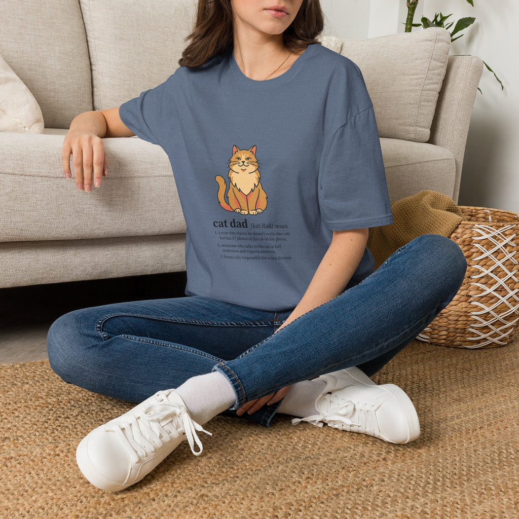 Cat Dad Definition Illustration T-Shirt |  Orange Longhair Cat Illustration