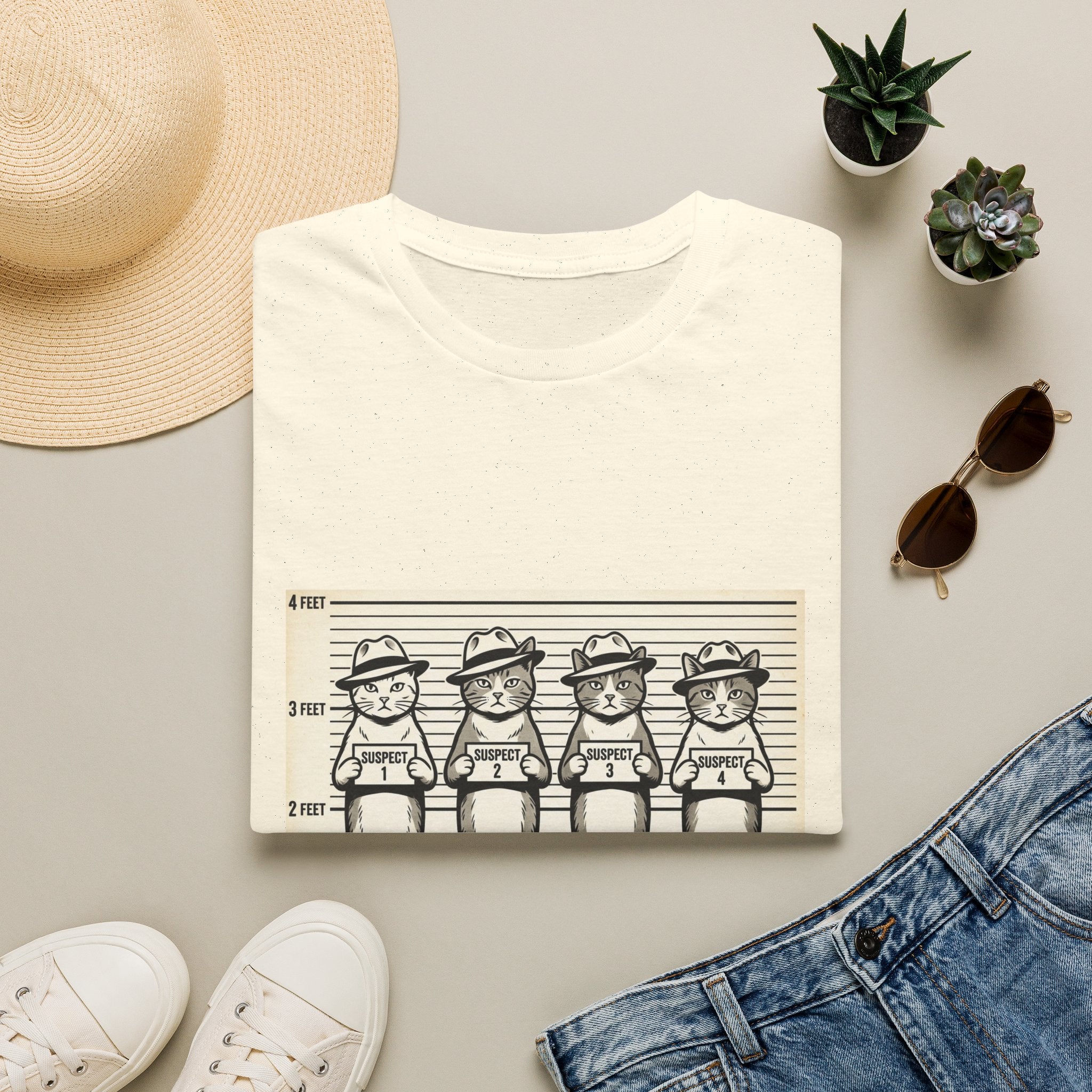 Usual Suspects Cat Mugshot T-Shirt | Funny Cat Police Lineup Tee