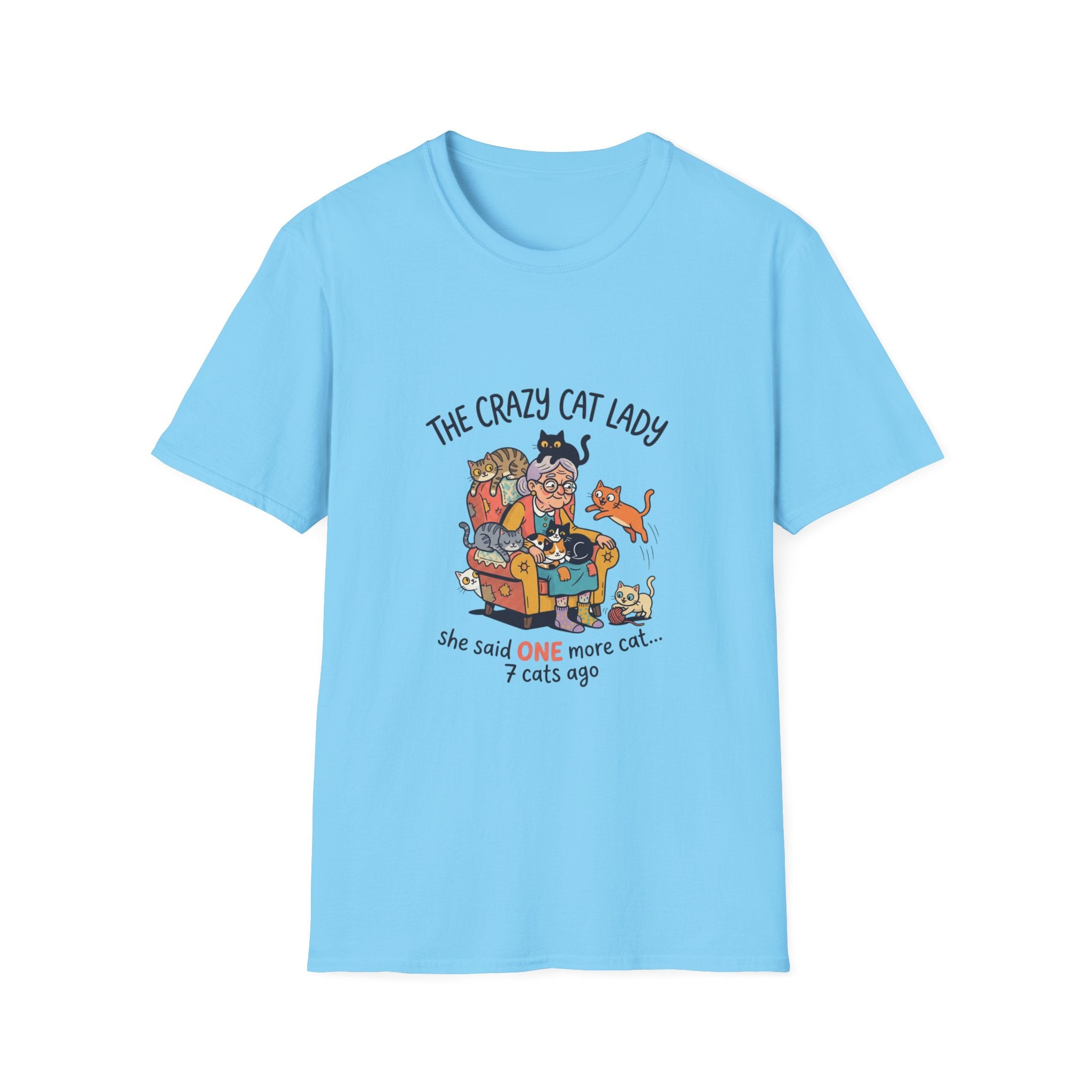 Crazy Cat Lady illustration T-Shirt | Cute cats, senior woman, whimsical design