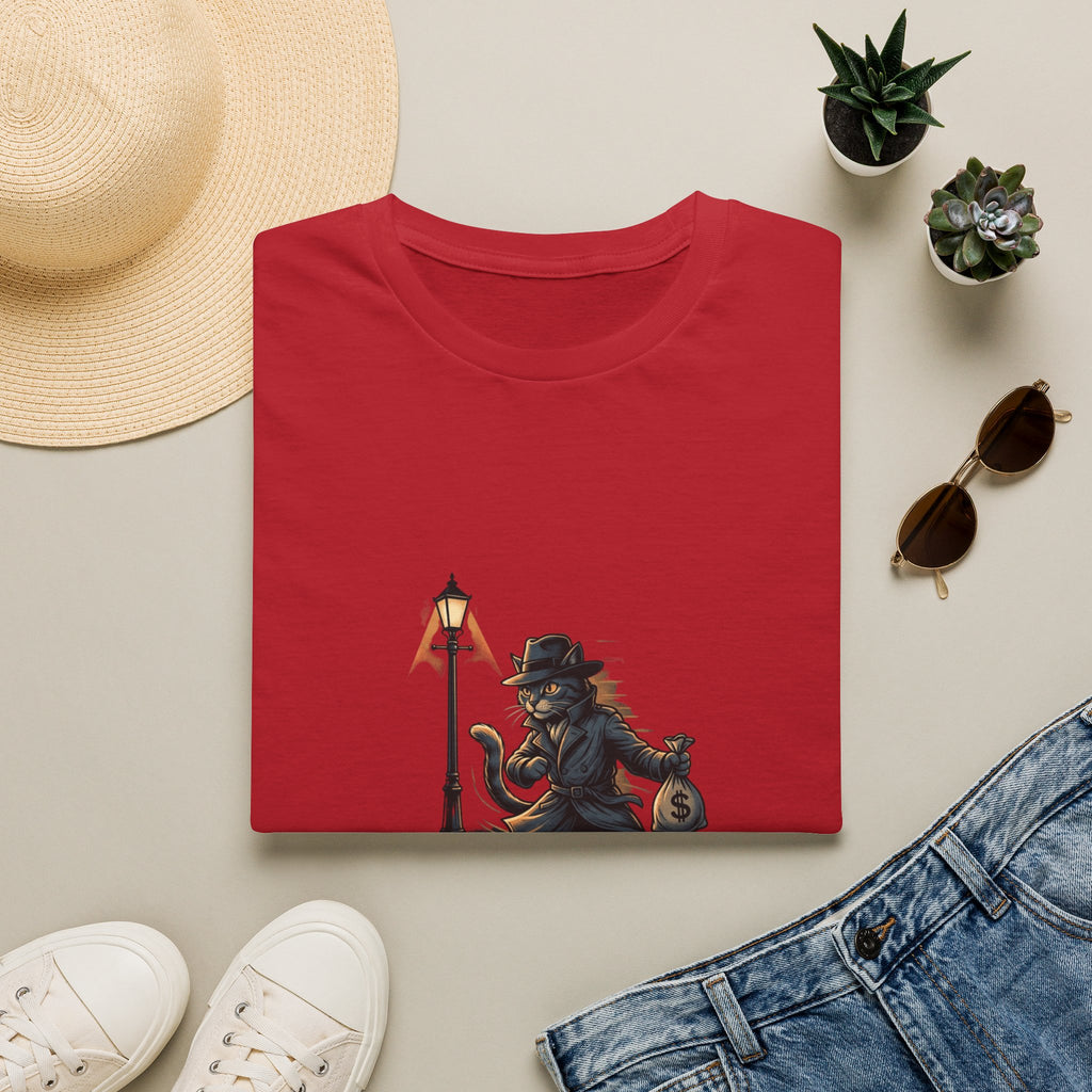 Victorian cat Thief T-Shirt | Lantern, Top Hat, Money Sack