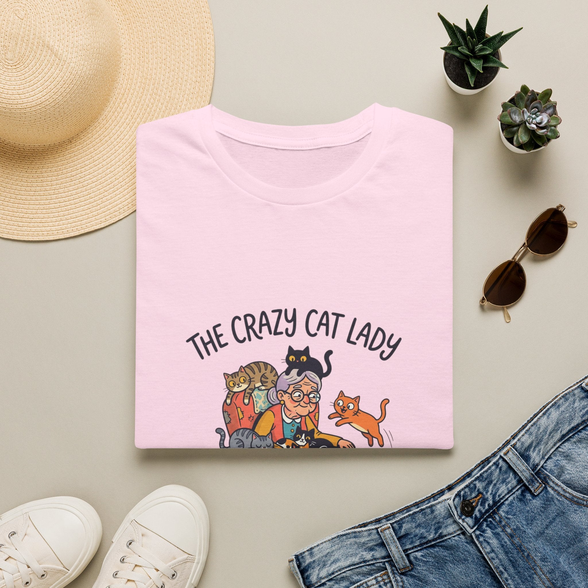 Crazy Cat Lady illustration T-Shirt | Cute cats, senior woman, whimsical design