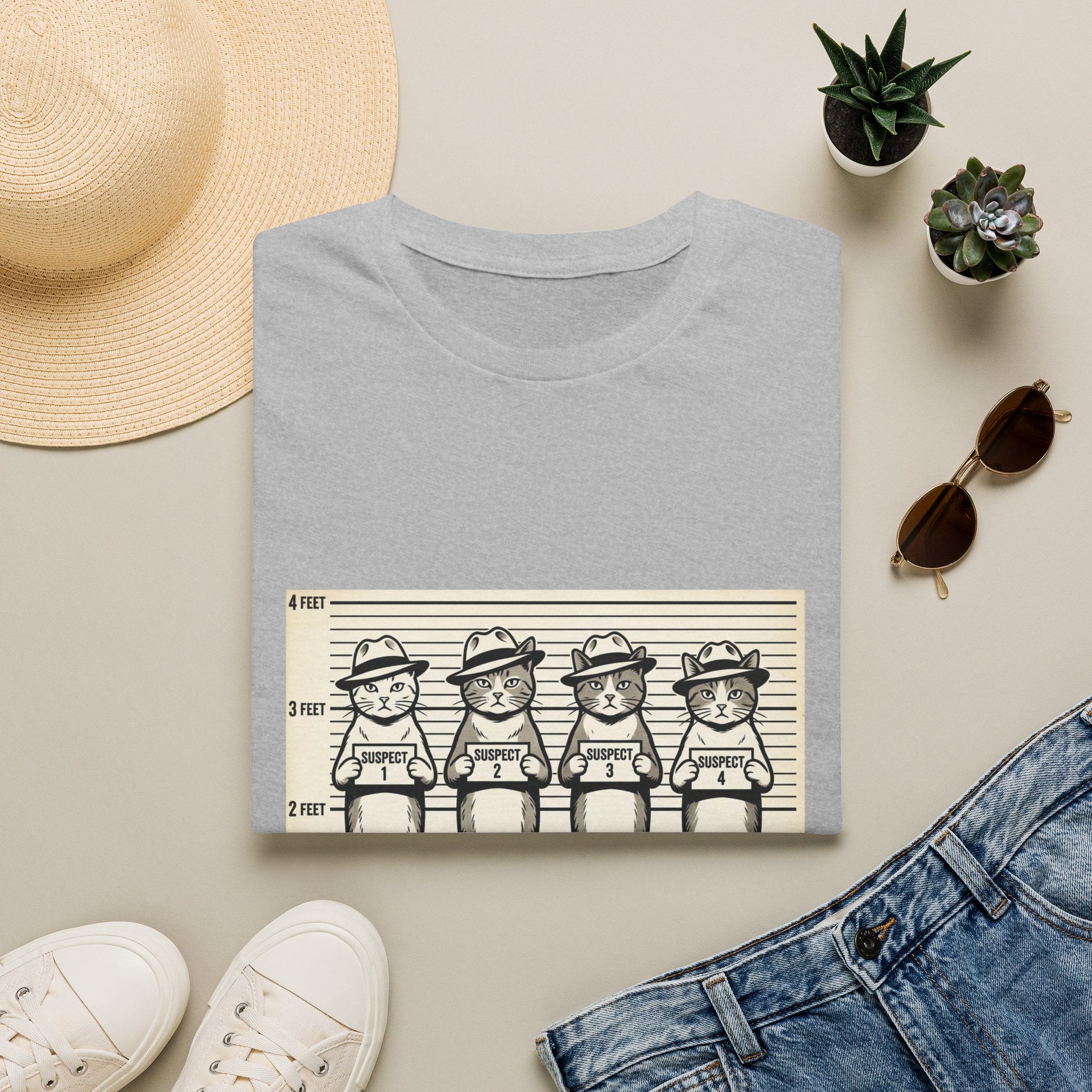 Usual Suspects Cat Mugshot T-Shirt | Funny Cat Police Lineup Tee