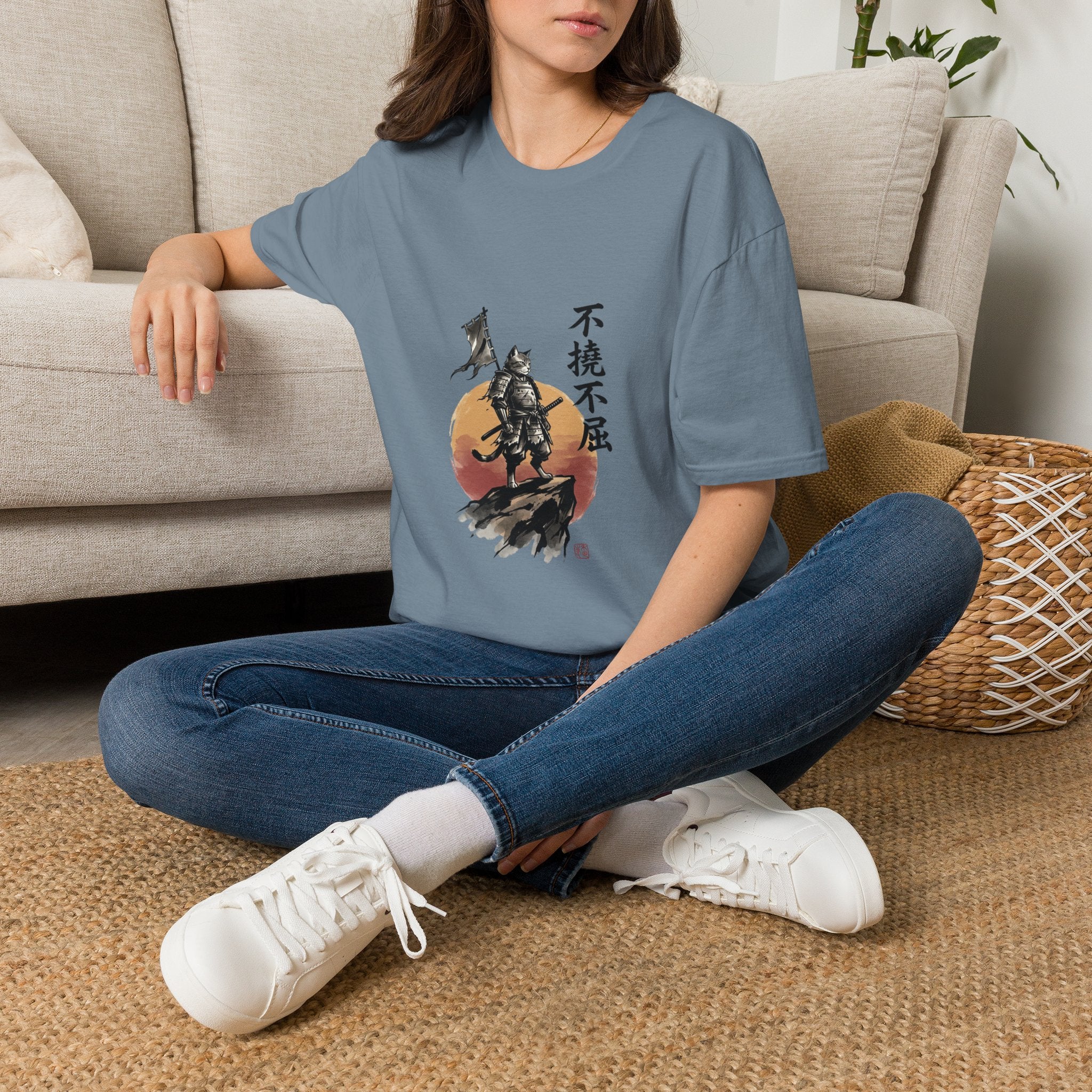 Samurai Warrior Illustration T-Shirt | Japanese Ink Sun Design