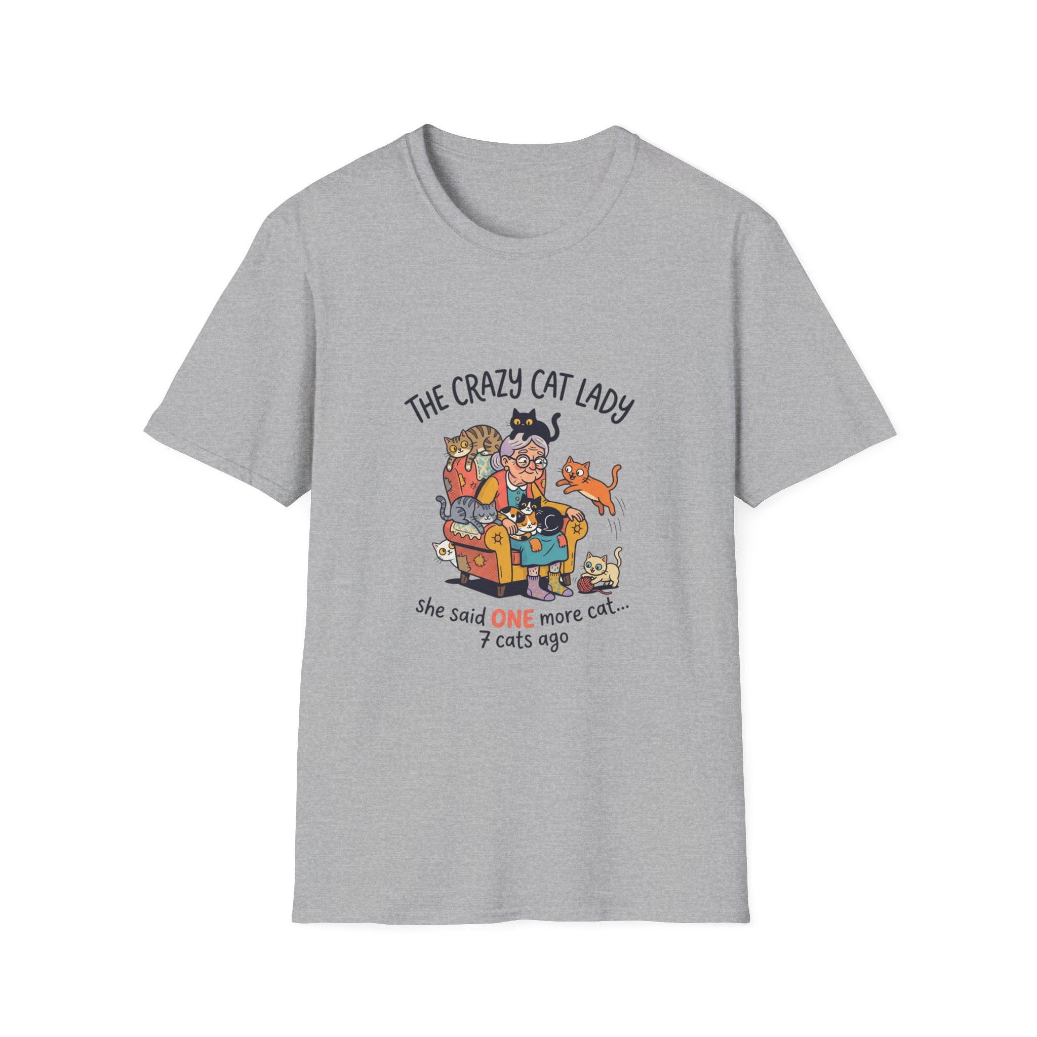 Crazy Cat Lady illustration T-Shirt | Cute cats, senior woman, whimsical design